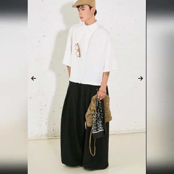 REDONE byTHE IDIOT Best Selling Pleated Eyelet Trousers Black Nwt Sz Large Men's - Picture 3 of 10